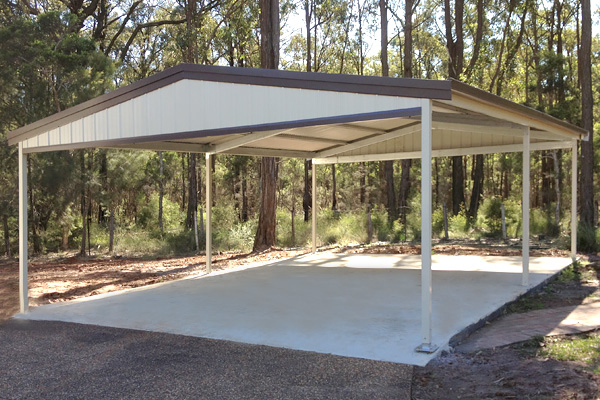Double car carport with gable infill