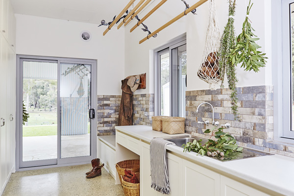 Interior shot of the kitchen of a livable shed