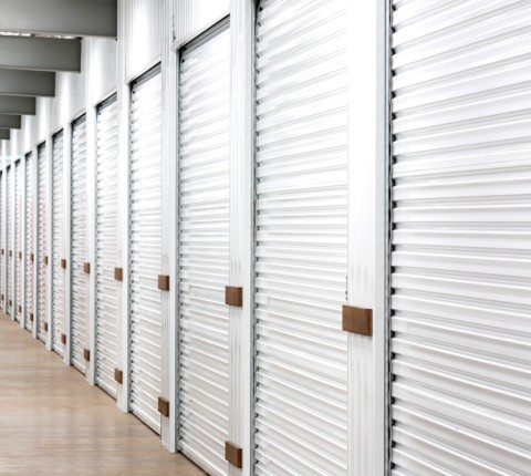 Taurean mini warehouse doors in a self storage facility