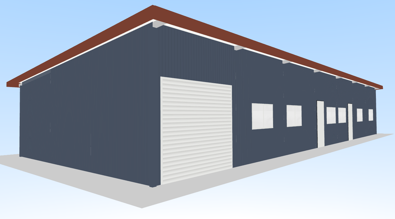Eave shed with multiple bays