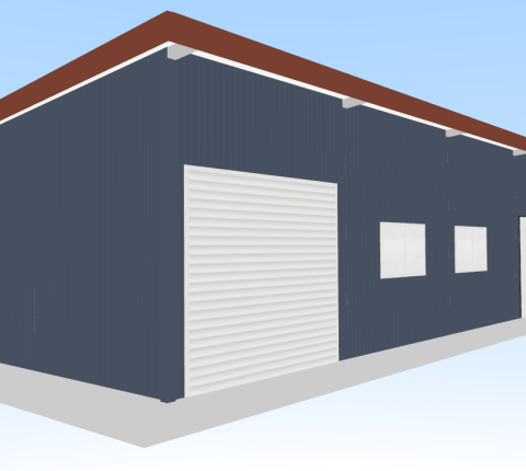 Eave shed with multiple bays