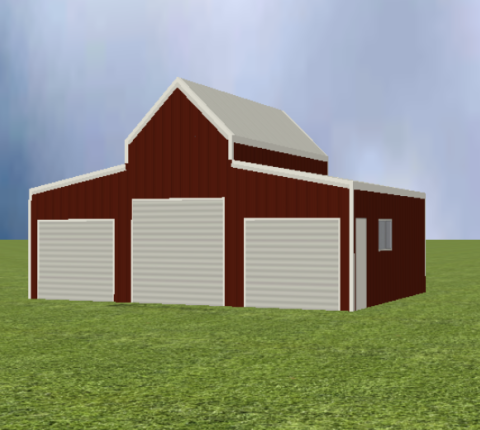 American barn render with 45 degree roof pitch