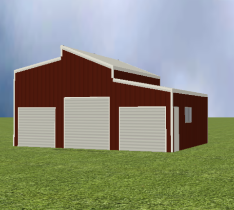 American barn render with skillion 22 degree roof pitch