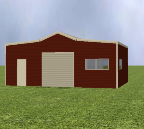 Australian Barn render with 22 degree roof pitch and 5 degree lean to