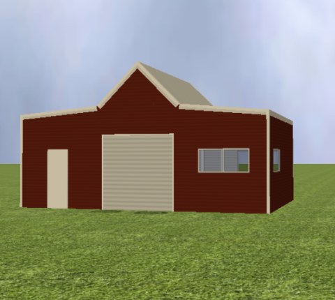 Australian Barn with 45 degree roof pitch and 5 degree lean-tos