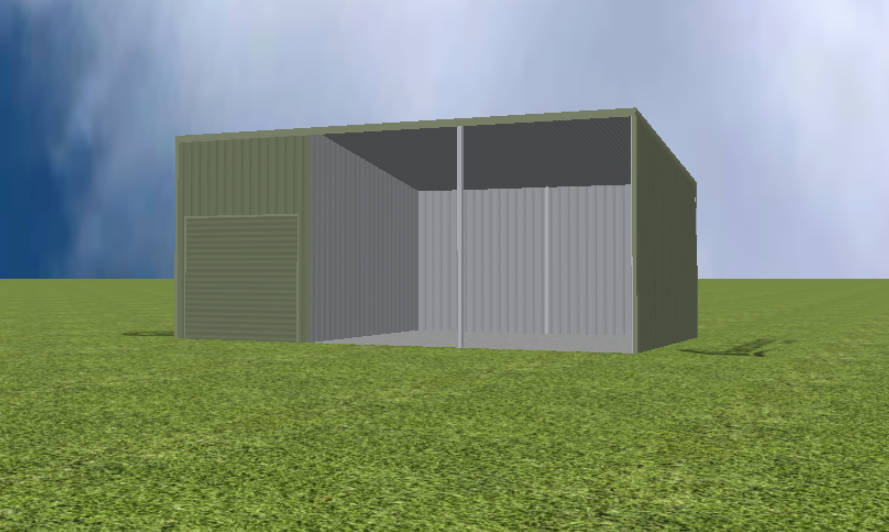 Equipment Machinery shed render with 11 degree skillion roof