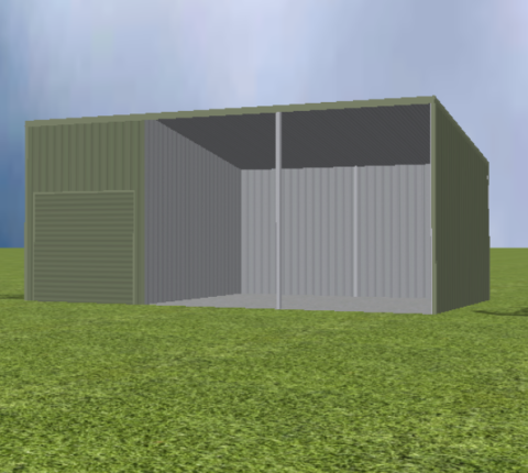 Equipment Machinery shed render with 11 degree skillion roof