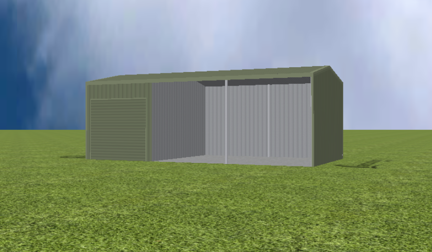 Equipment Machinery shed render with 11 degree gable roof