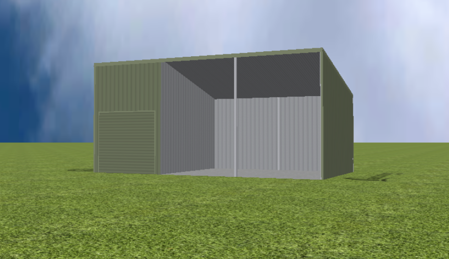 Equipment Machinery shed render with 15 degree skillion roof