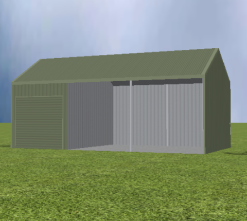 Equipment Machinery shed render with 30 degree gable roof