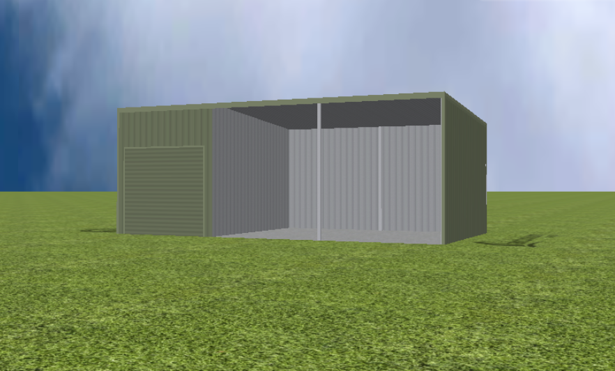 Equipment Machinery shed render with 5 degree flat roof