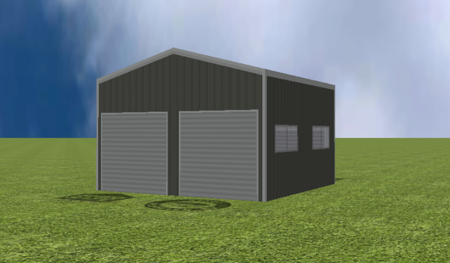 Garage render with 15 degree gable roof