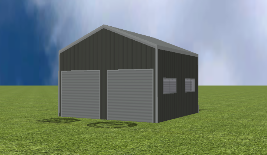 Garage render with 22 degree gable roof