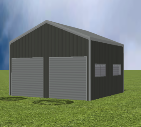 Garage render with 22 degree gable roof