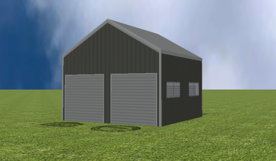 Garage render with 30 degree gable roof