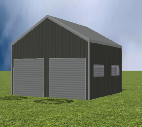 Garage render with 30 degree gable roof