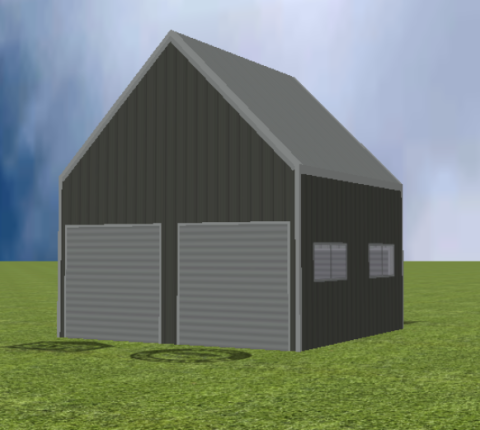 Garage render with 45 degree gable roof