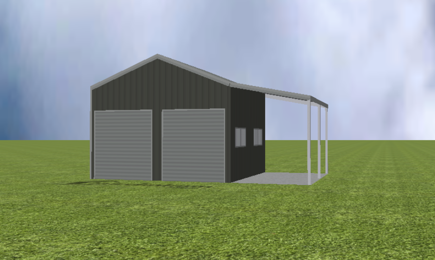 Garage  render with lean-to with no drop