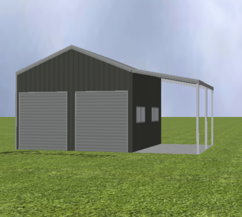 Garage  render with lean-to with no drop