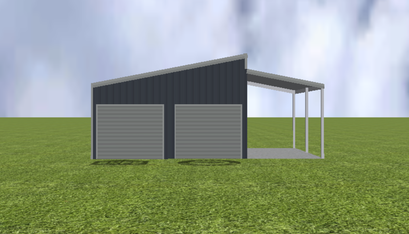 Garage render with step skillion roof pitch