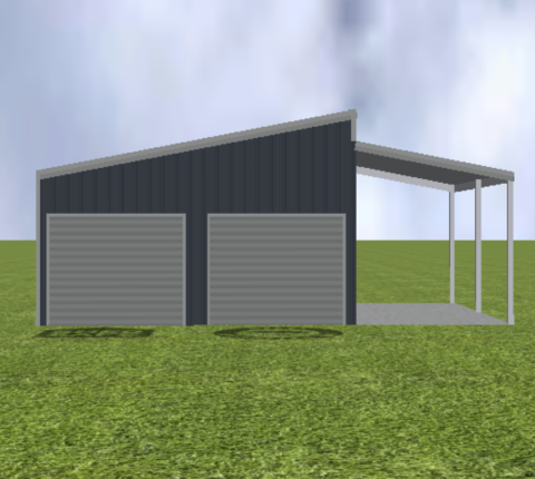 Garage render with step skillion roof pitch