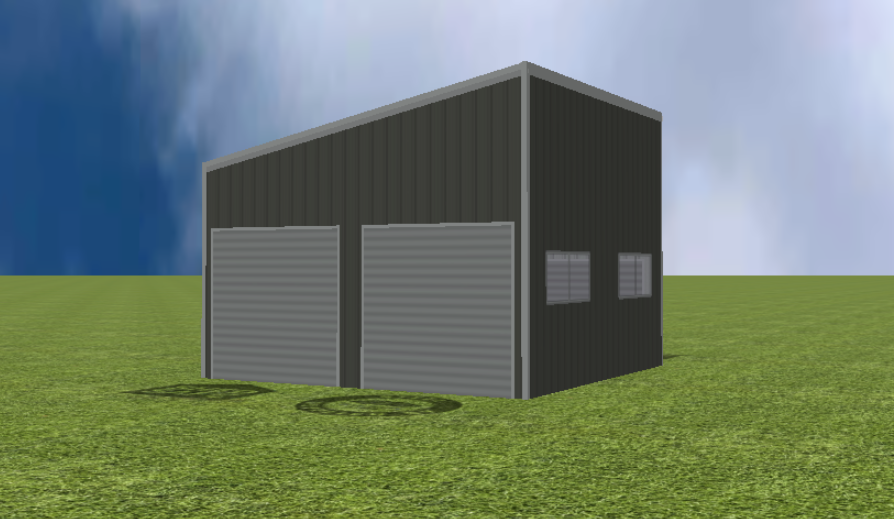 Garage render with Skillion 11 degree roof pitch