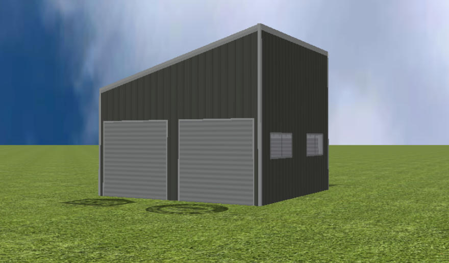 Garage render with 15 degree skillion roof