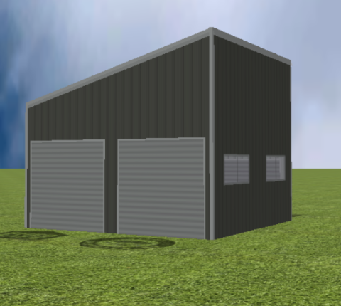 Garage render with 15 degree skillion roof