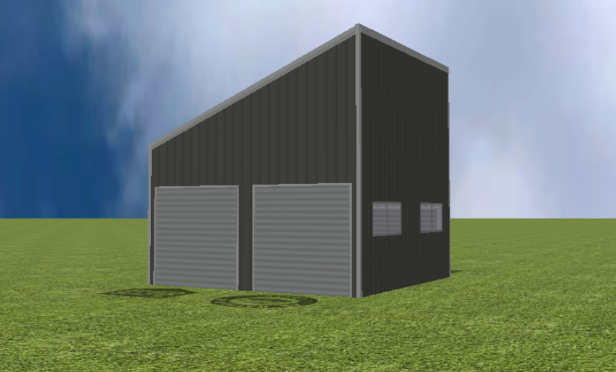 Garage render with 22 degree skillion roof