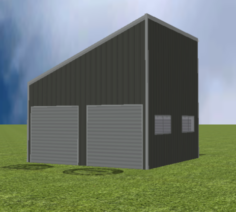 Garage render with 22 degree skillion roof