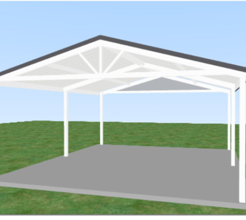 Gable roof carport 15 degrees