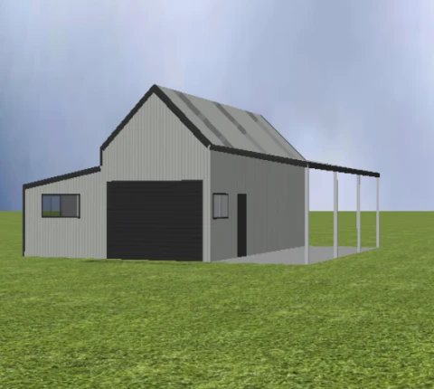 Rural shed with 45 degree gable roof